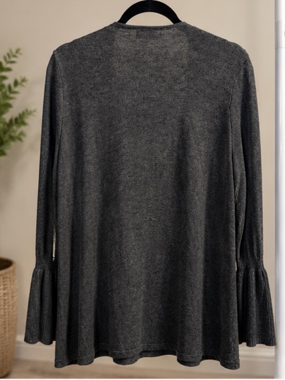 Style & Co. Women's Charcoal Gray/Black Open-Front Cardigan - Picture 2 of 5